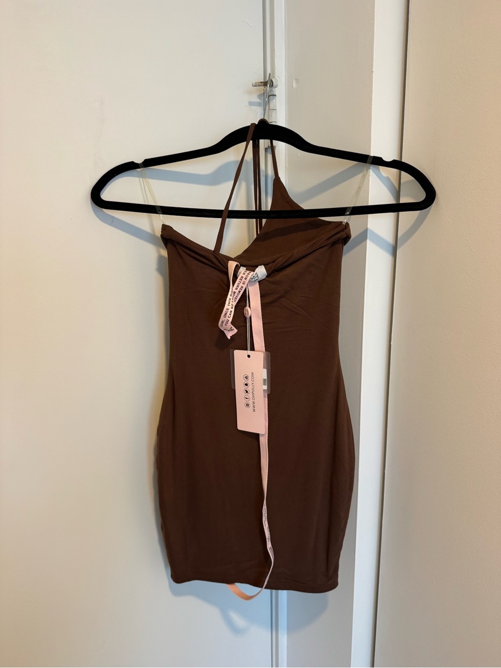 Oh Polly Chocolate Brown Slip Mini Dress